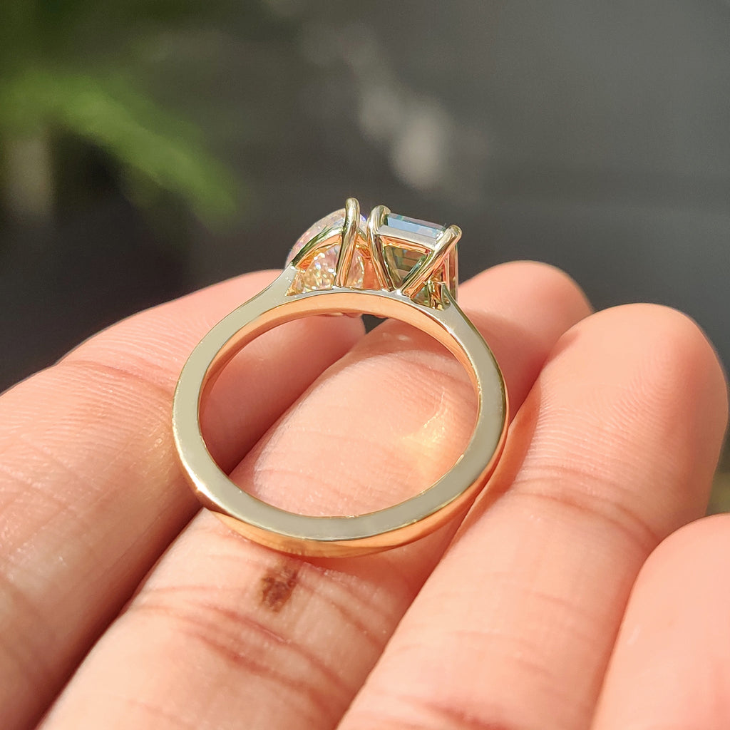 Pear And Emerald Cut Toi Et Moi Engagement Ring