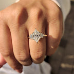 Dutch Marquise Moissanite Ring with Baguette Side Stone