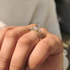 Dutch Marquise Moissanite Ring with Baguette Side Stone