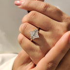 Dutch Marquise Moissanite Ring with Baguette Side Stone