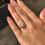 Dutch Marquise Moissanite Ring with Baguette Side Stone