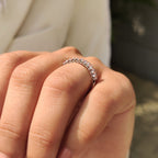 Oval Cut Pink Diamond Wedding Band In Half Eternity Style
