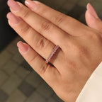 Oval Cut Pink Diamond Wedding Band In Half Eternity Style