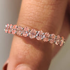 Oval Cut Pink Diamond Wedding Band In Half Eternity Style