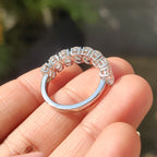 Oval Moissanite Wedding Band In Half Eternity Design
