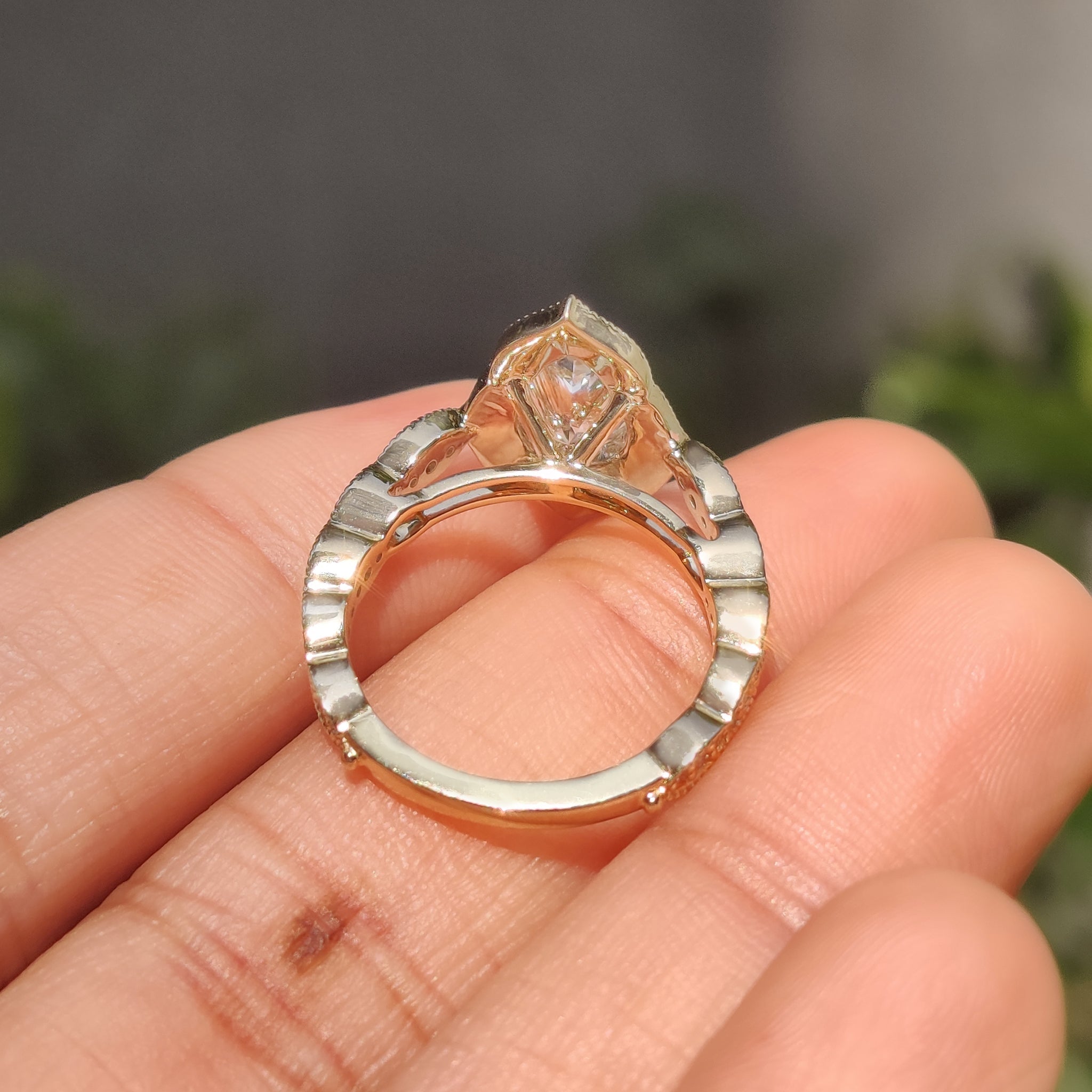 Pear Cut Vintage Diamond Engagement Ring in Halo Setting