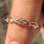 Round Cut Diamond Nature Inspired Wedding Band
