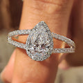 Pear Cut Split Shank Diamond Ring With Cathedral Setting