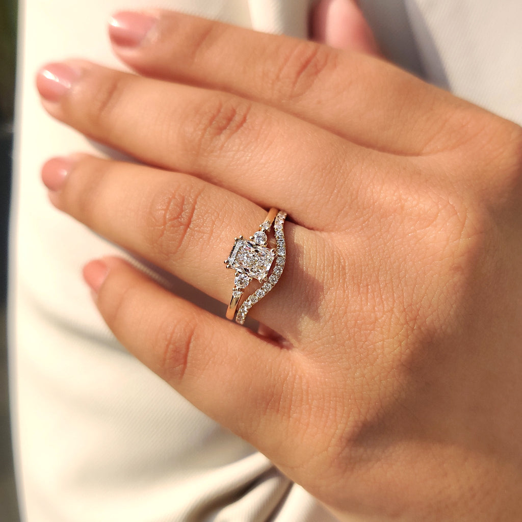 Radiant Cut Engagement Ring With Wedding Band