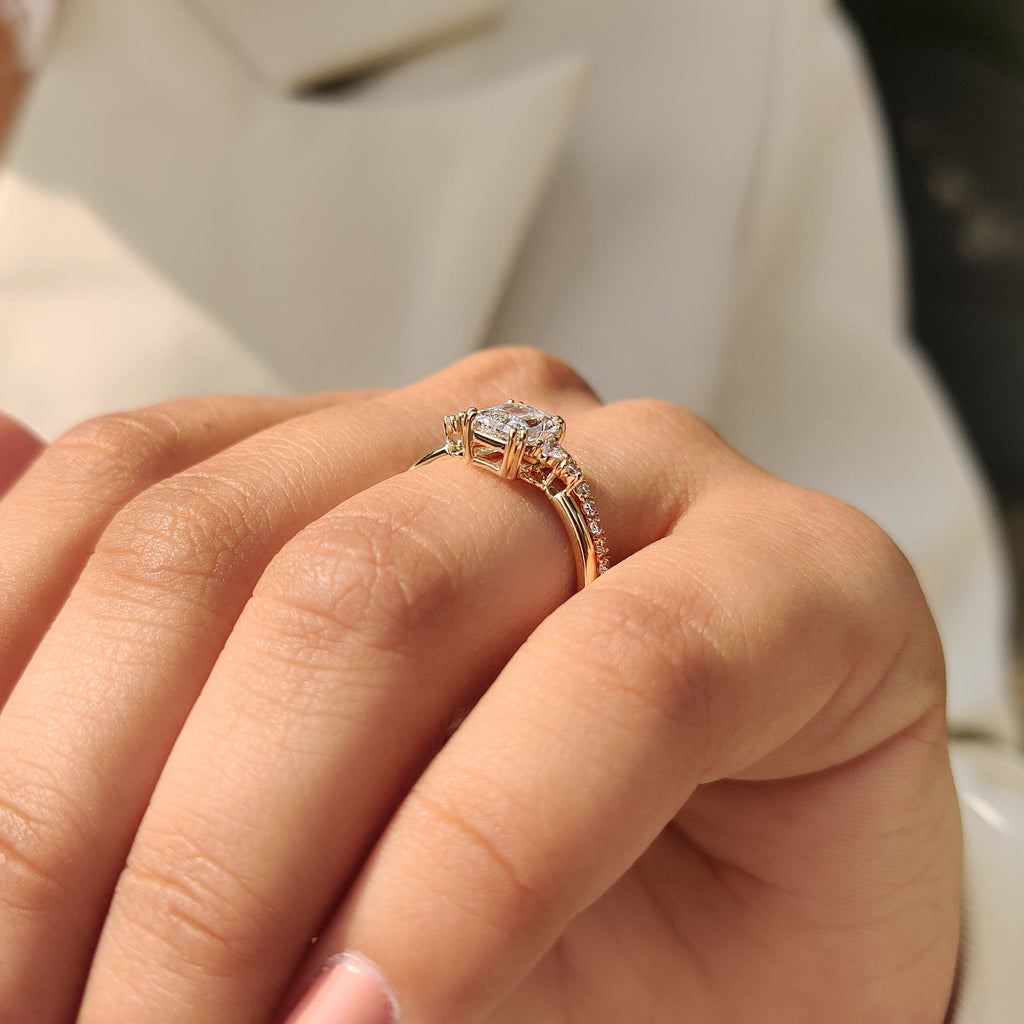 Radiant Cut Engagement Ring With Wedding Band