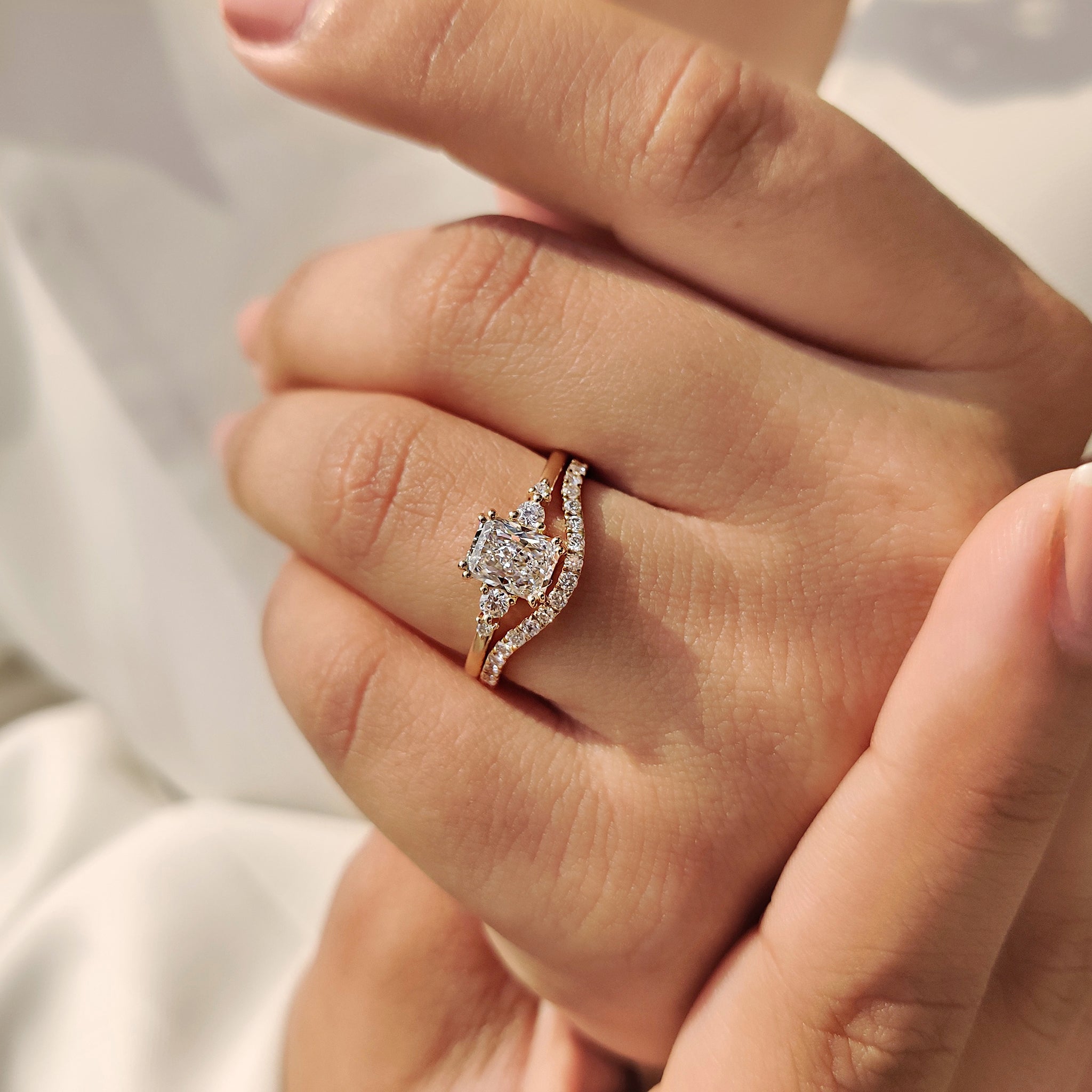 Radiant Cut Engagement Ring With Wedding Band