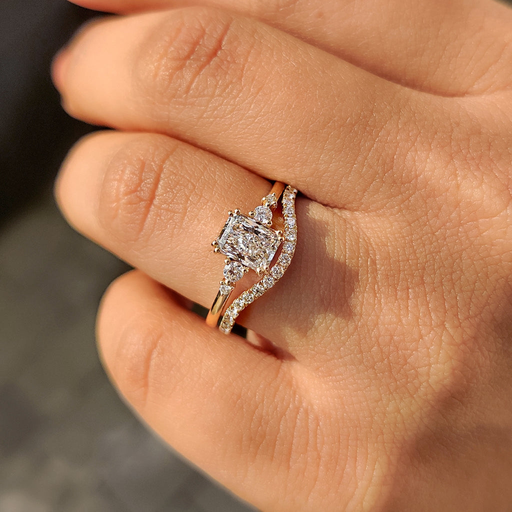 Radiant Cut Engagement Ring With Wedding Band