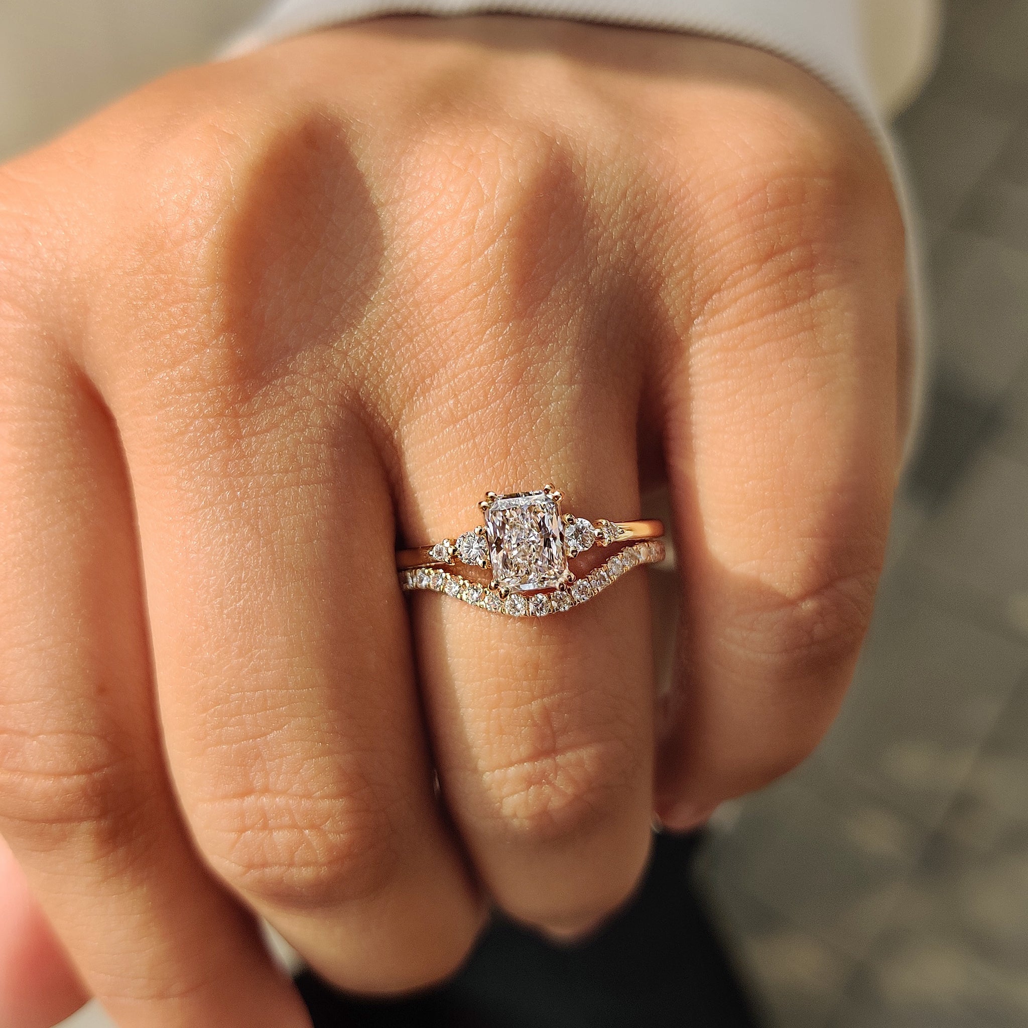 Radiant Cut Engagement Ring With Wedding Band
