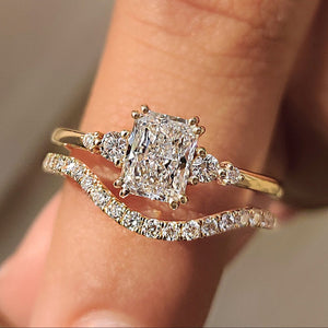 Radiant Cut Engagement Ring With Wedding Band