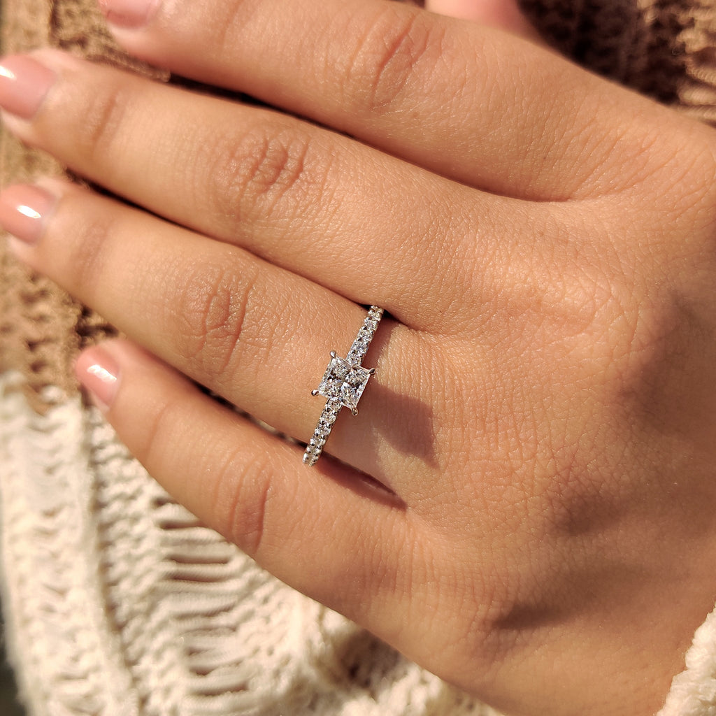 Princess Cut Diamond Ring With Pave Setting