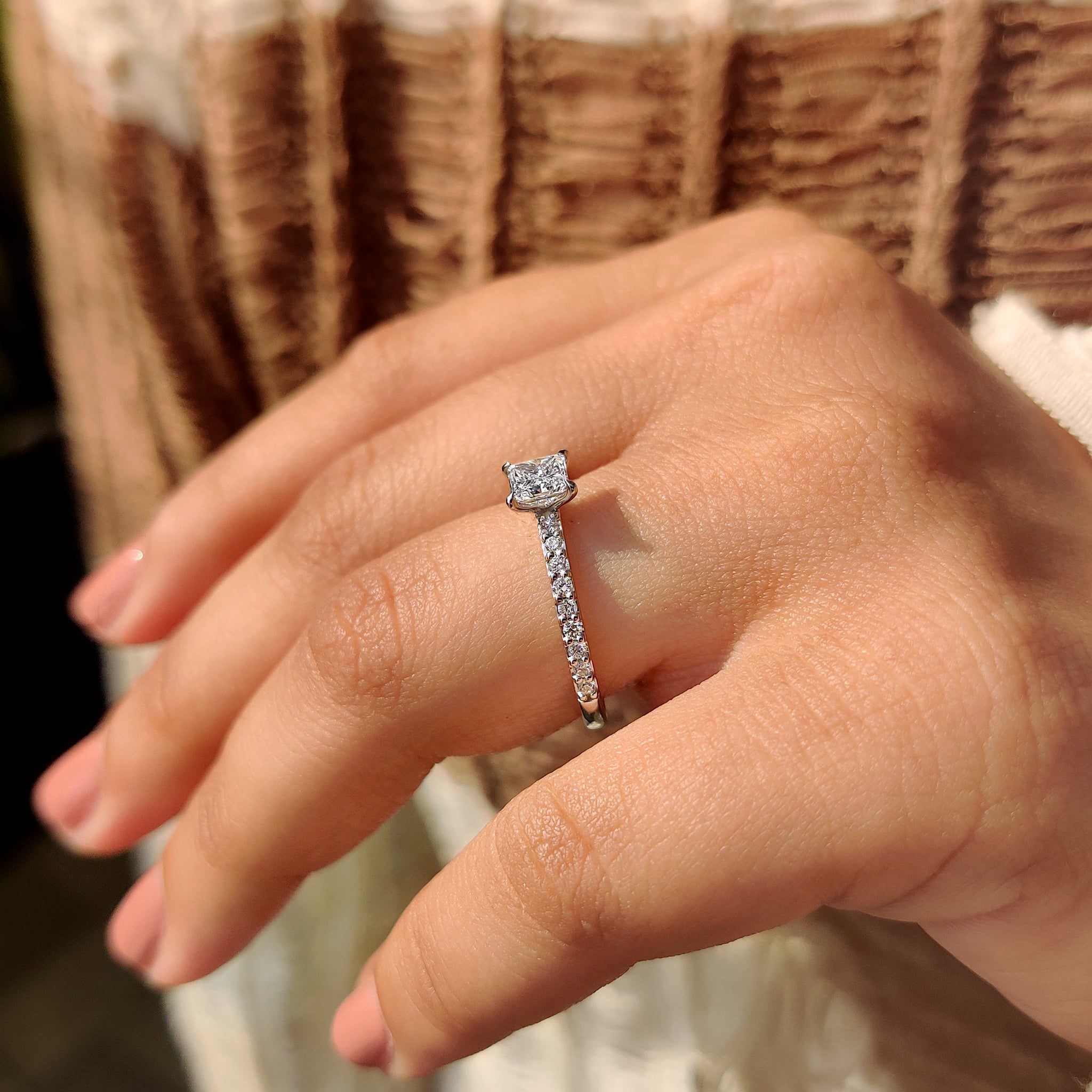 Princess Cut Diamond Ring With Pave Setting Secondary image