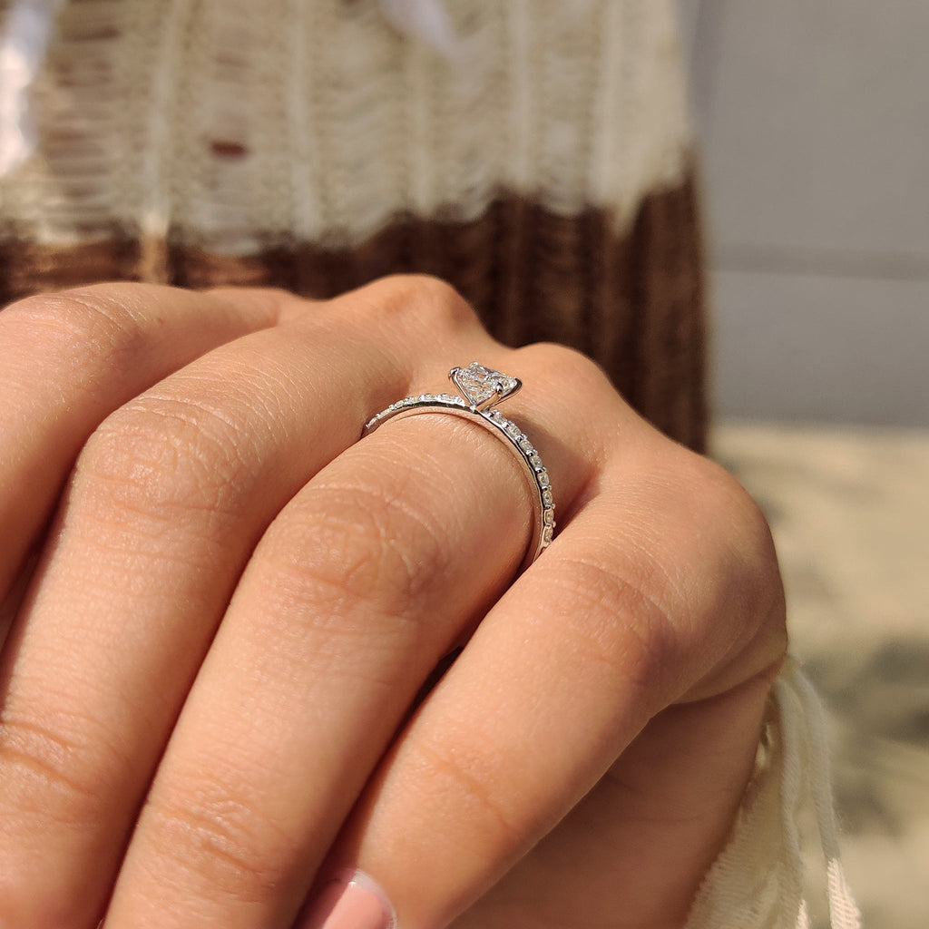 Princess Cut Diamond Ring With Pave Setting