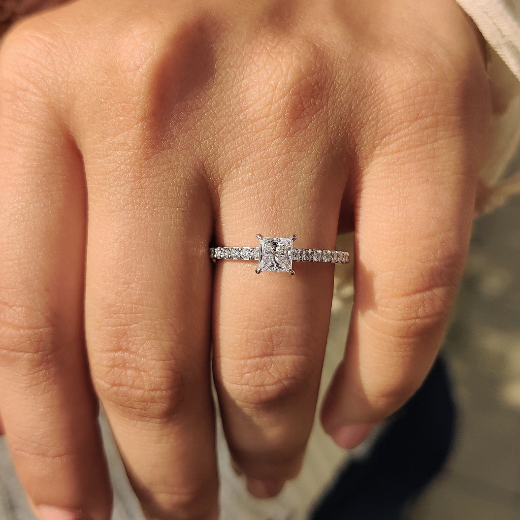Princess Cut Diamond Ring With Pave Setting
