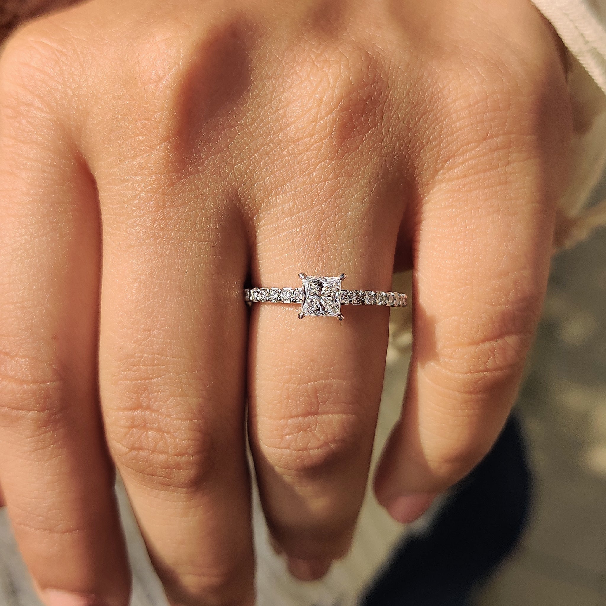 Princess Cut Diamond Ring With Pave Setting