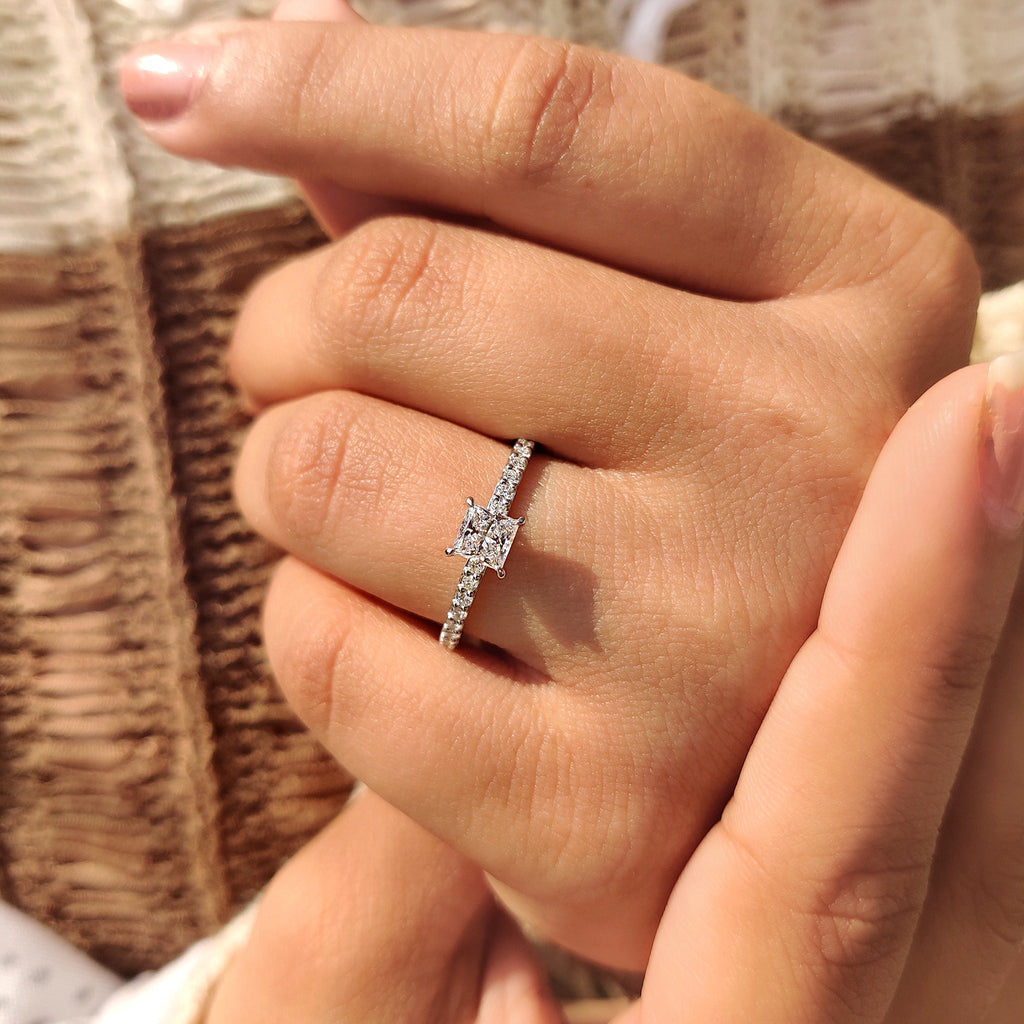 Princess Cut Diamond Ring With Pave Setting
