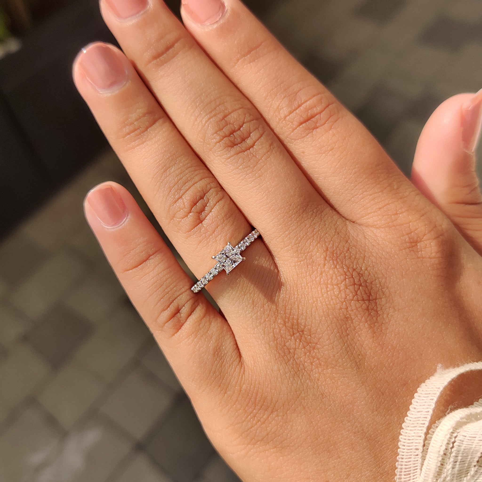 Princess Cut Diamond Ring With Pave Setting