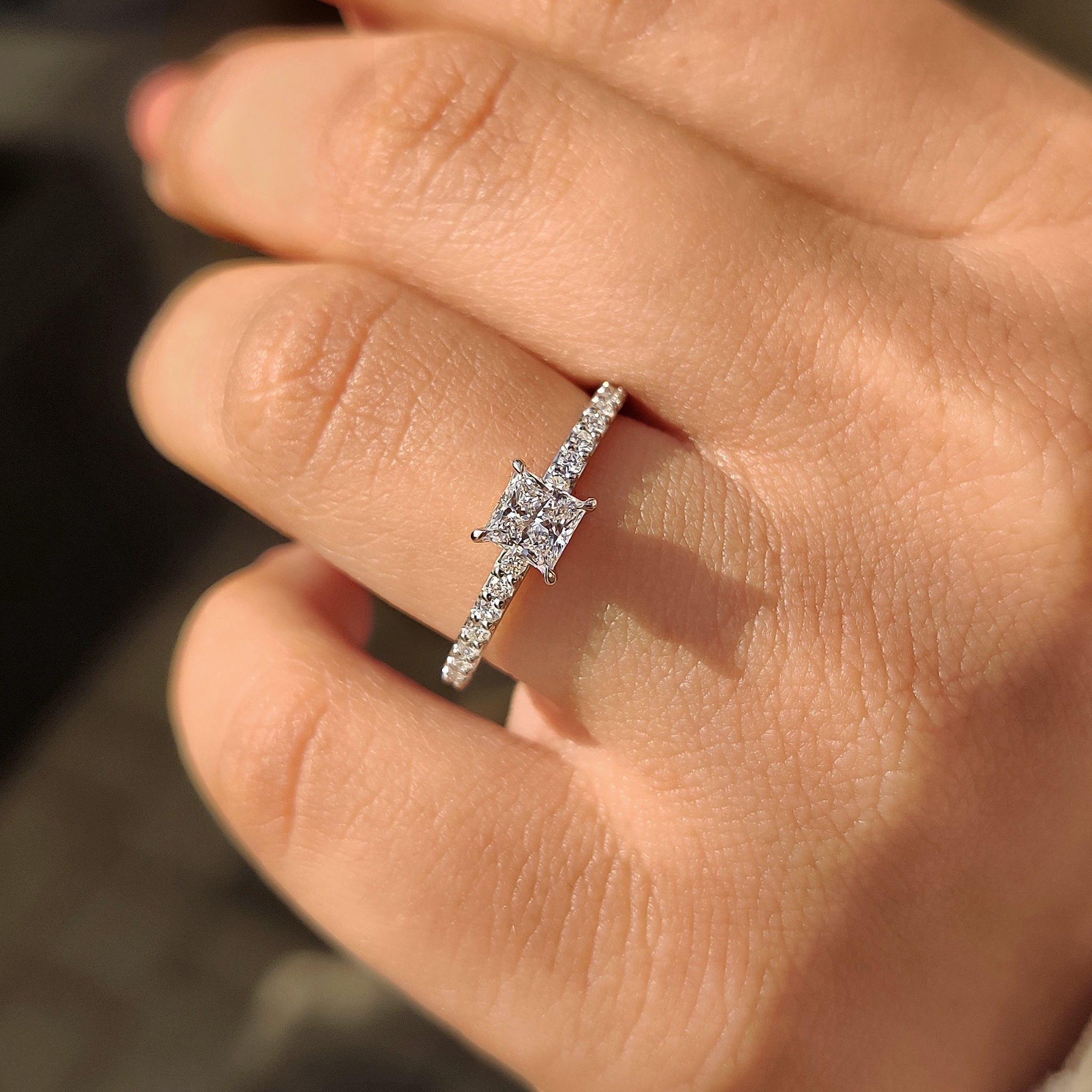 Princess Cut Diamond Ring With Pave Setting