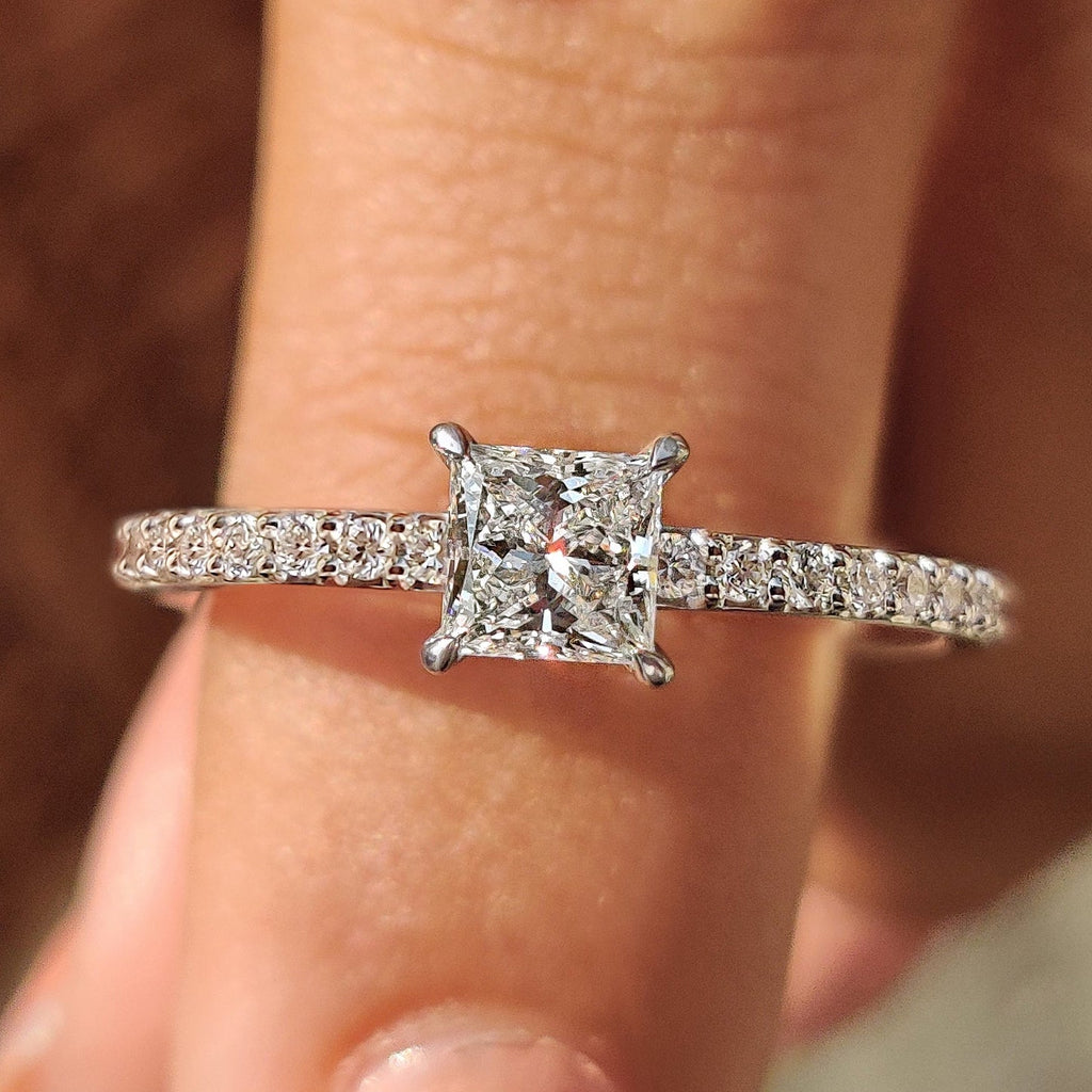 Princess Cut Diamond Ring With Pave Setting