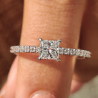 Princess Cut Diamond Ring With Pave Setting