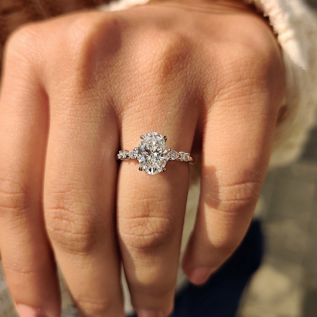 Seven Stone White Gold Oval Diamond Ring