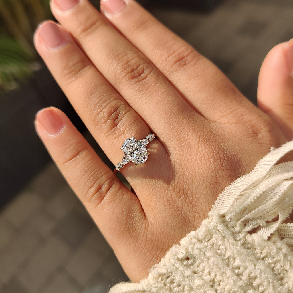 Seven Stone White Gold Oval Diamond Ring