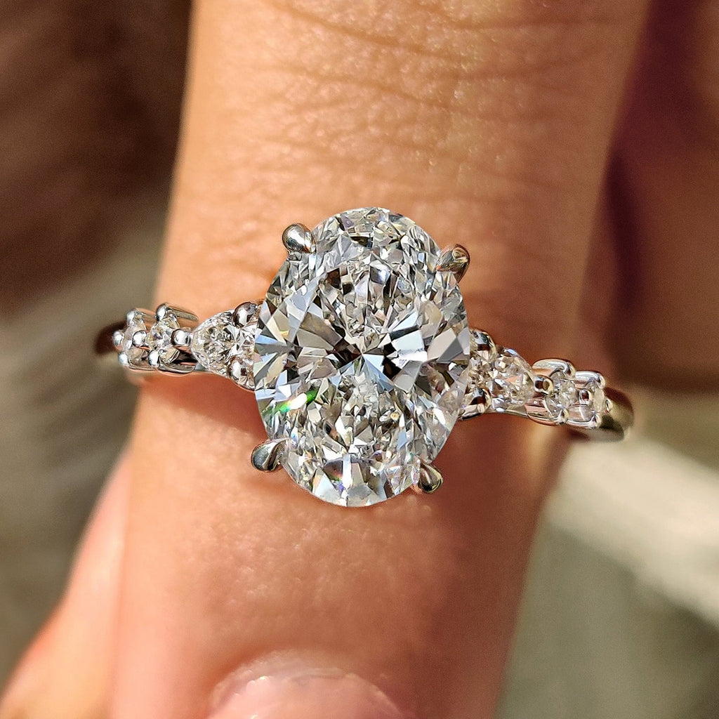 Seven Stone White Gold Oval Diamond Ring