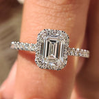 Emerald Halo Engagement Ring with Peekaboo Diamond