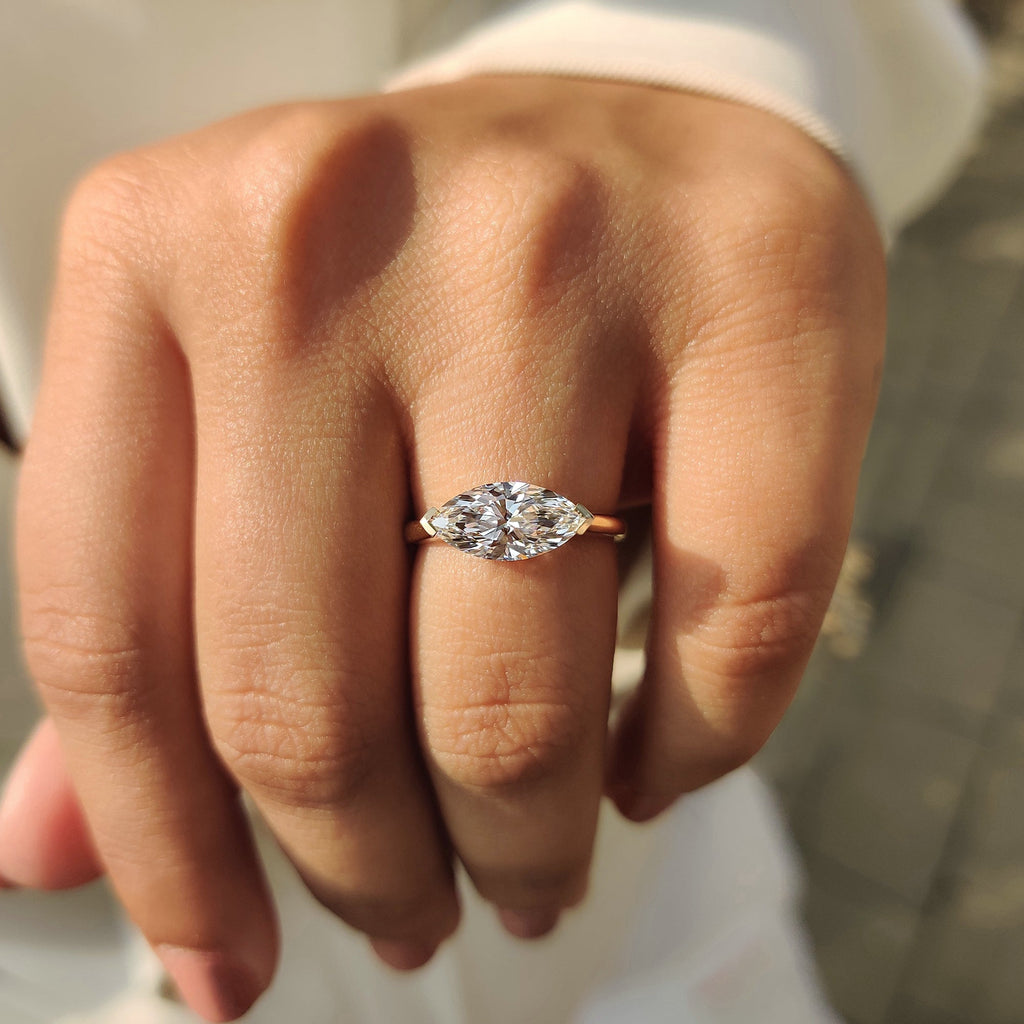 East To West Marquise Ring In Solitaire Style