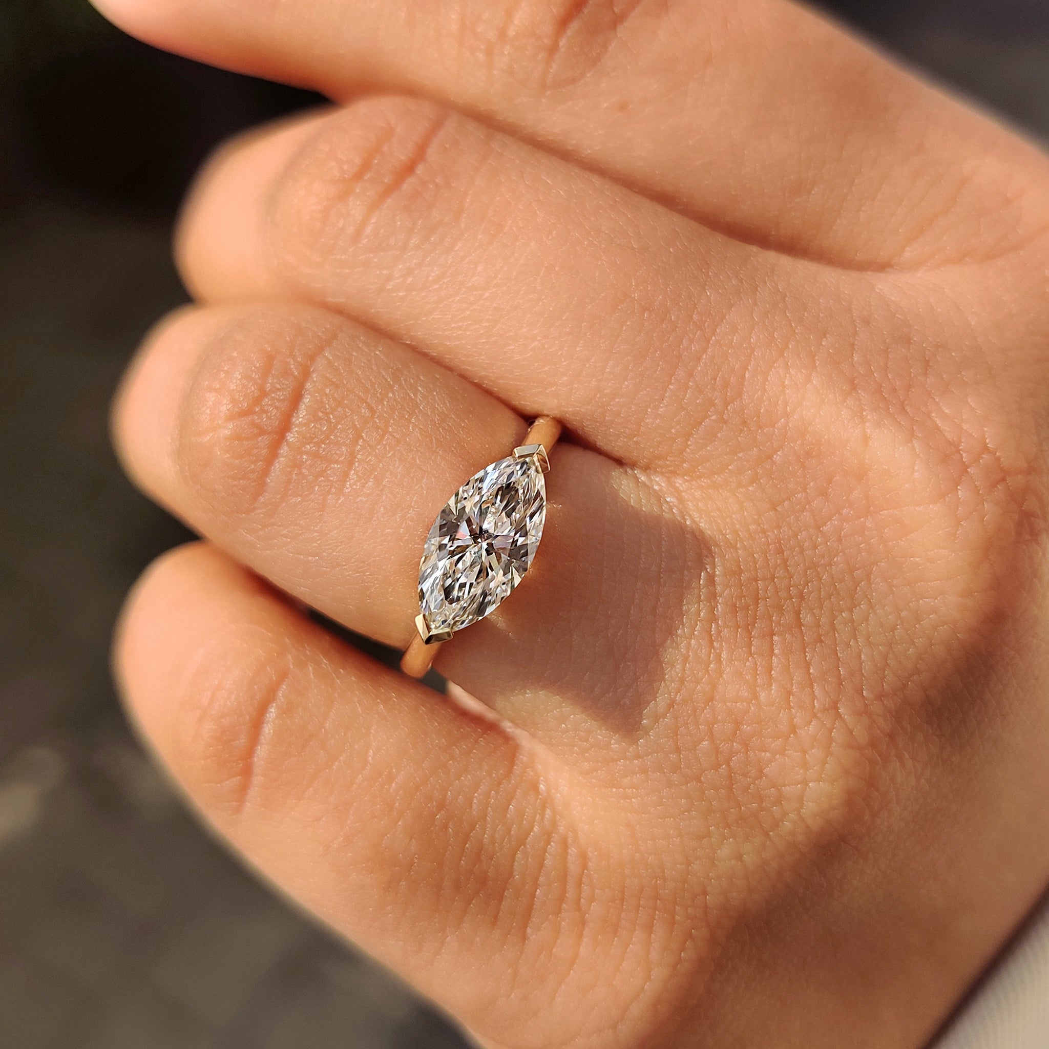 East To West Marquise Ring In Solitaire Style