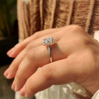 Halo Princess Cut Engagement Ring In Cathedral Style