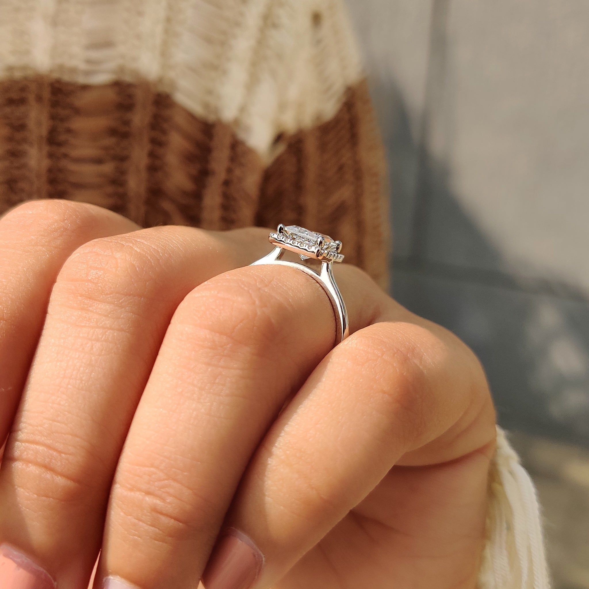 Halo Princess Cut Engagement Ring In Cathedral Style