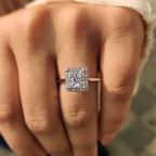 Halo Princess Cut Engagement Ring In Cathedral Style