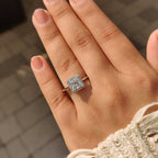 Halo Princess Cut Engagement Ring In Cathedral Style