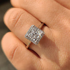 Halo Diamond Engagement Ring with Prong Setting Sparkle