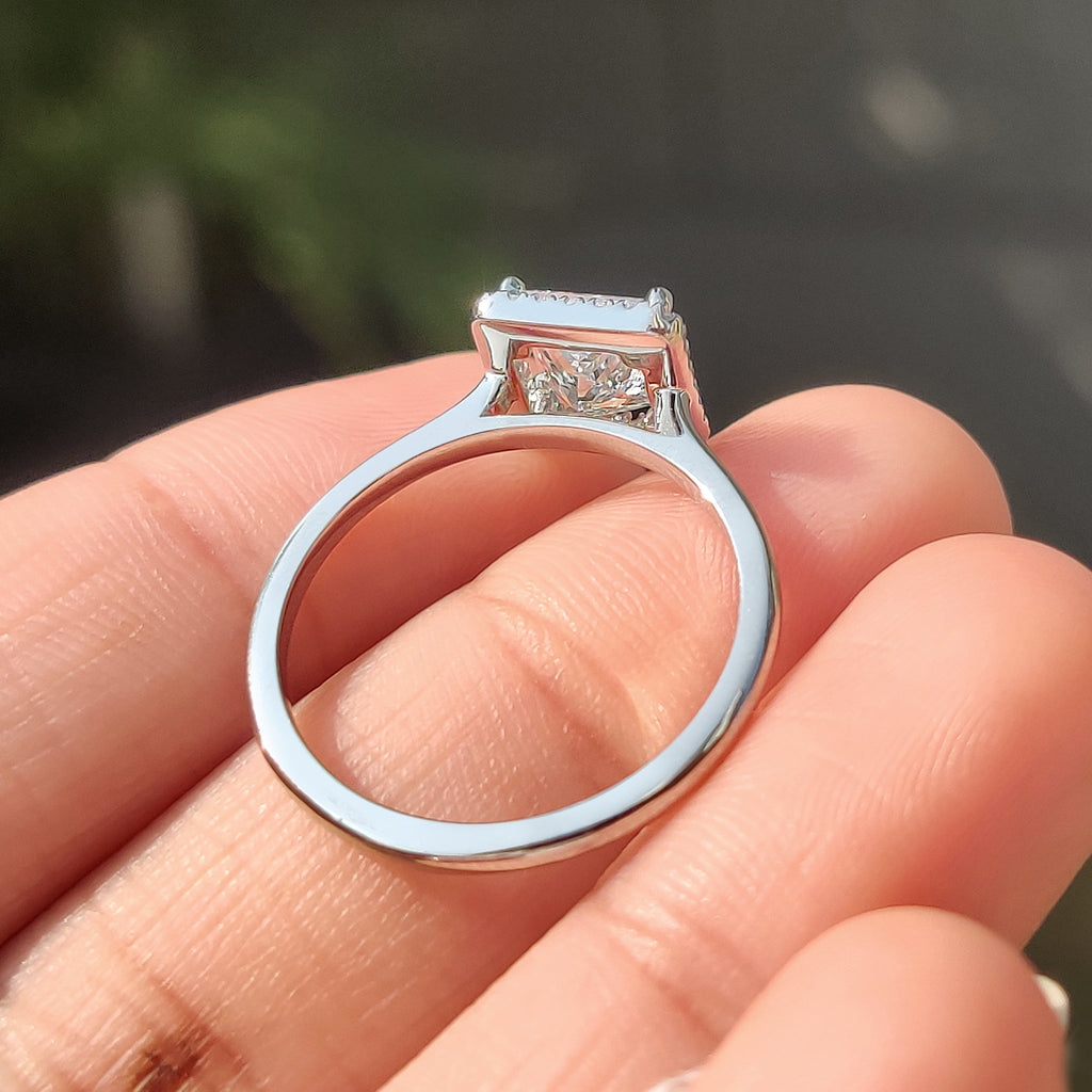 Halo Princess Cut Engagement Ring In Cathedral Style