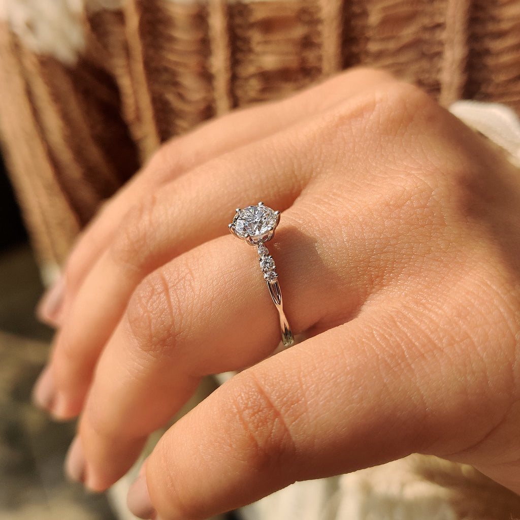 Seven Stone White Gold Round Diamond Engagement Ring