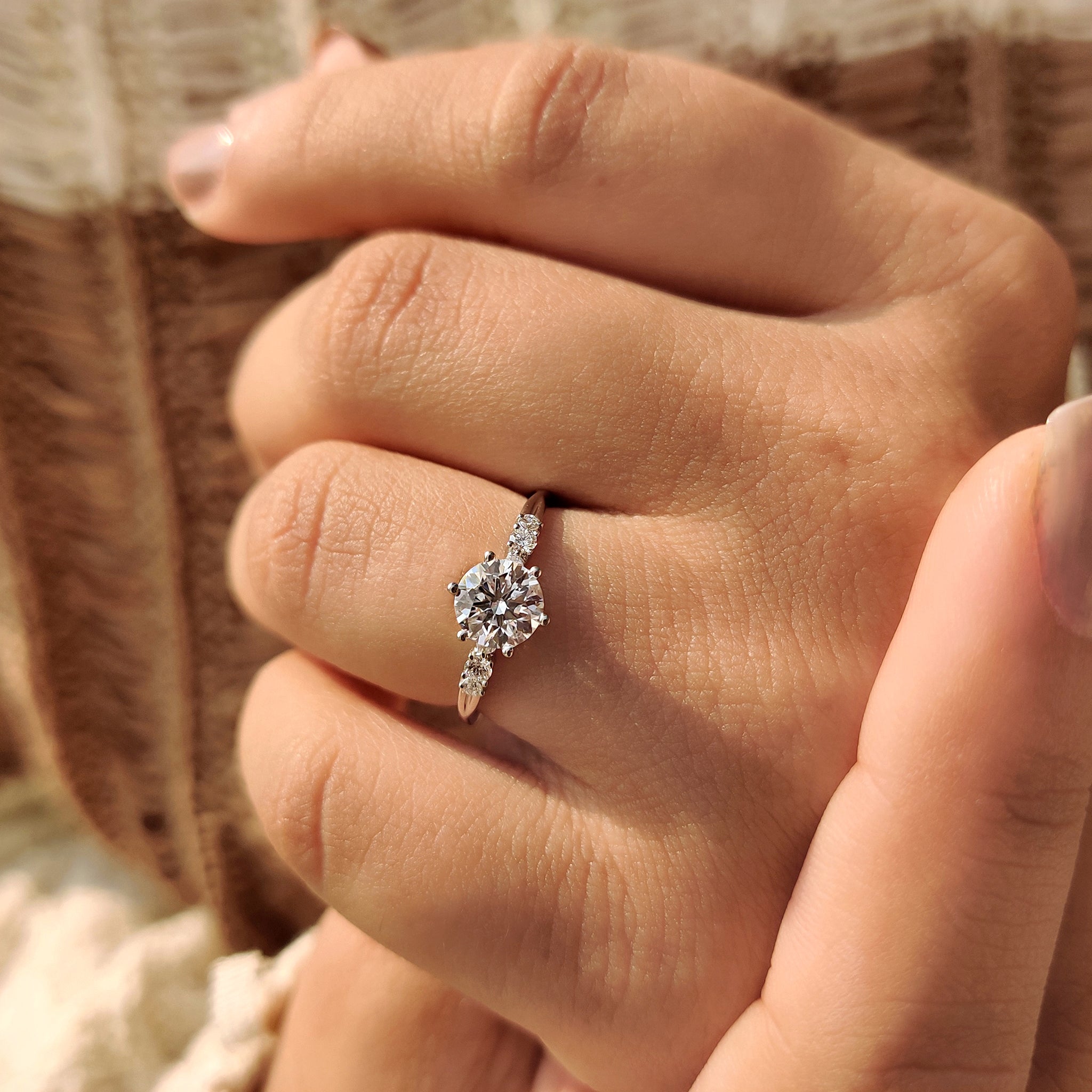 Seven Stone White Gold Round Diamond Engagement Ring