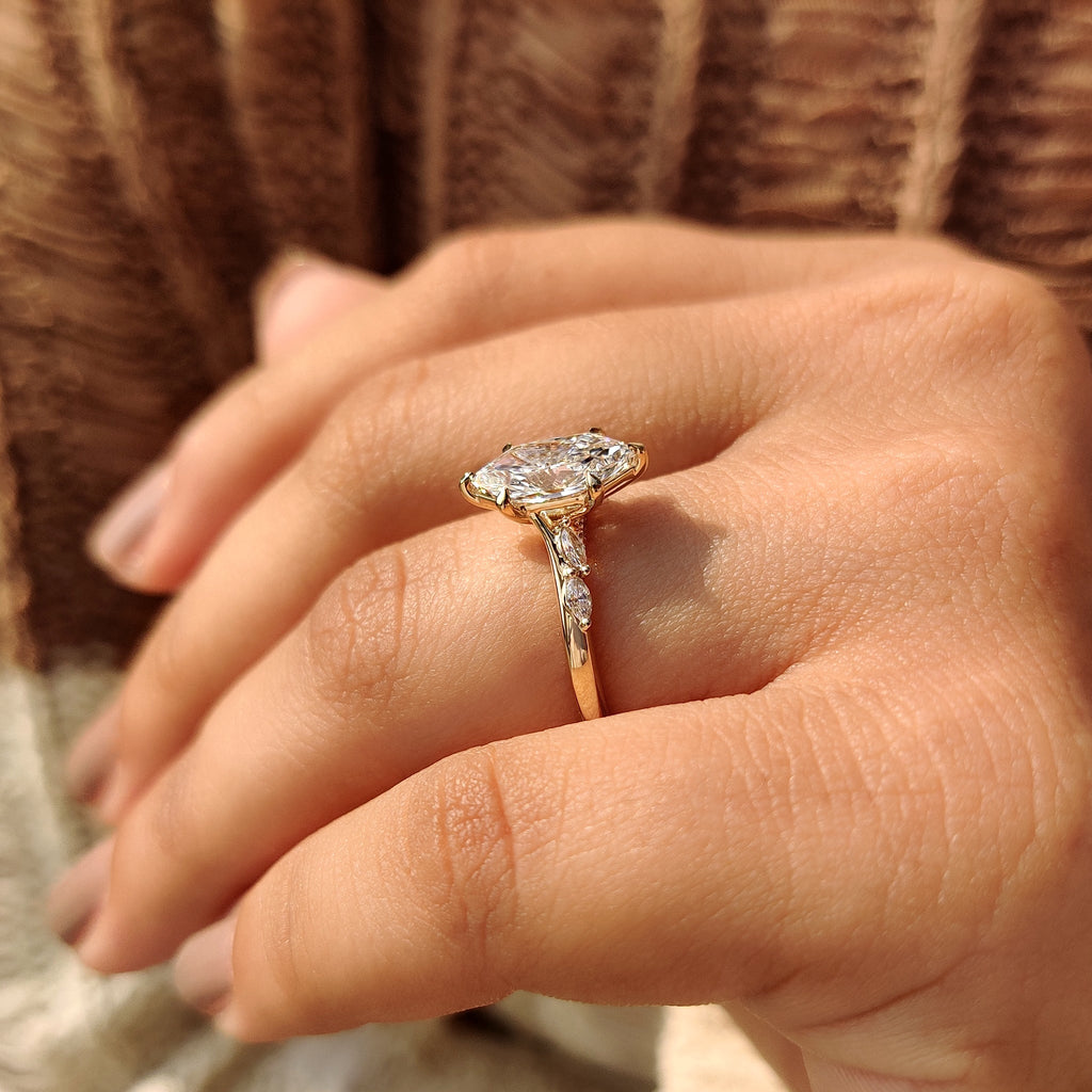 Dutch Marquise Diamond Engagement Ring In Bridge Accent