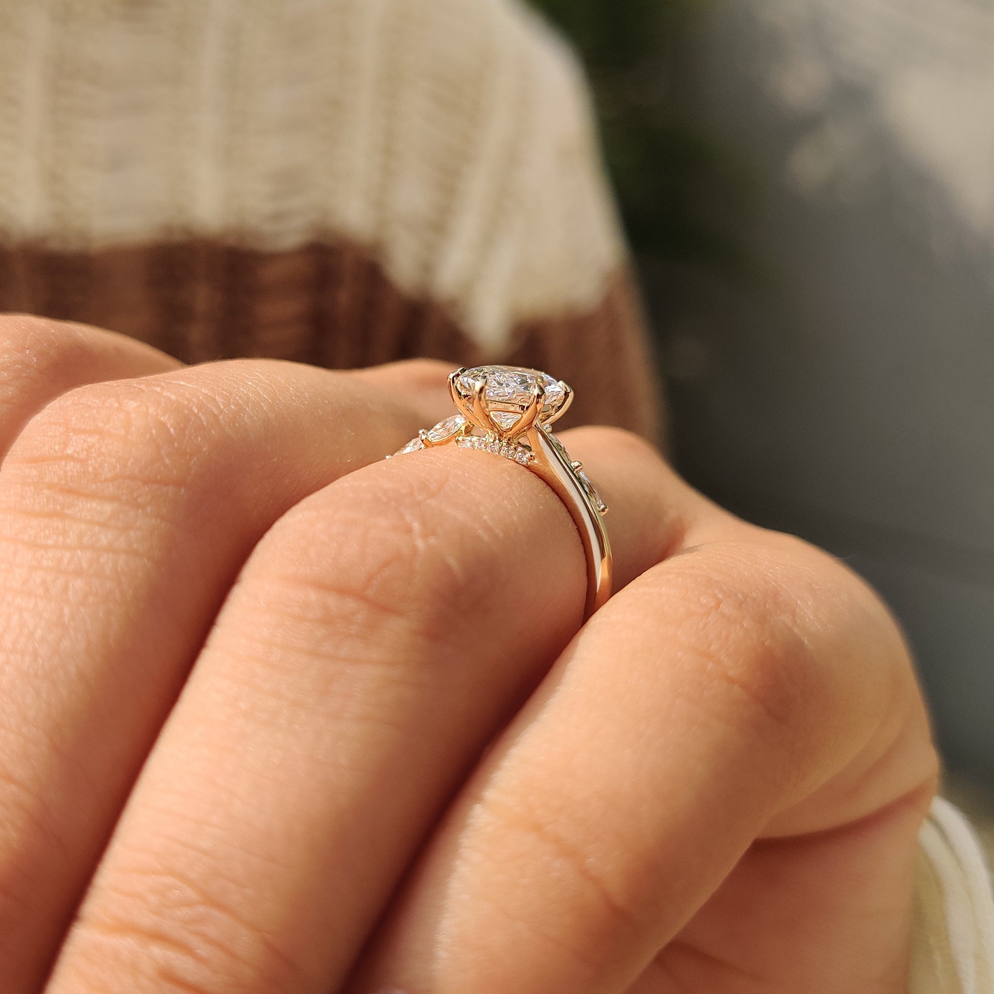 Dutch Marquise Diamond Engagement Ring In Bridge Accent