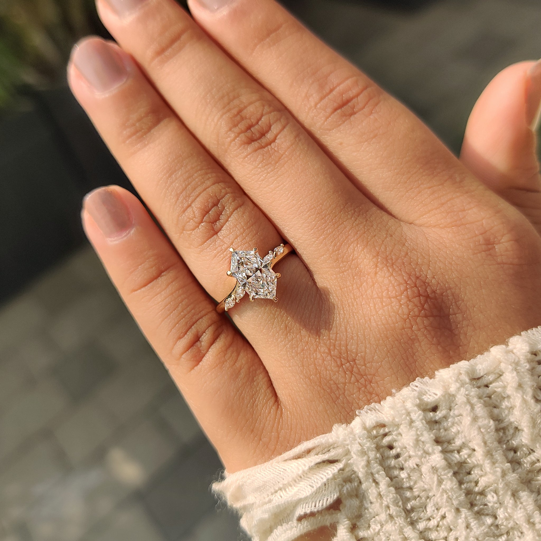 Dutch Marquise Diamond Engagement Ring In Bridge Accent