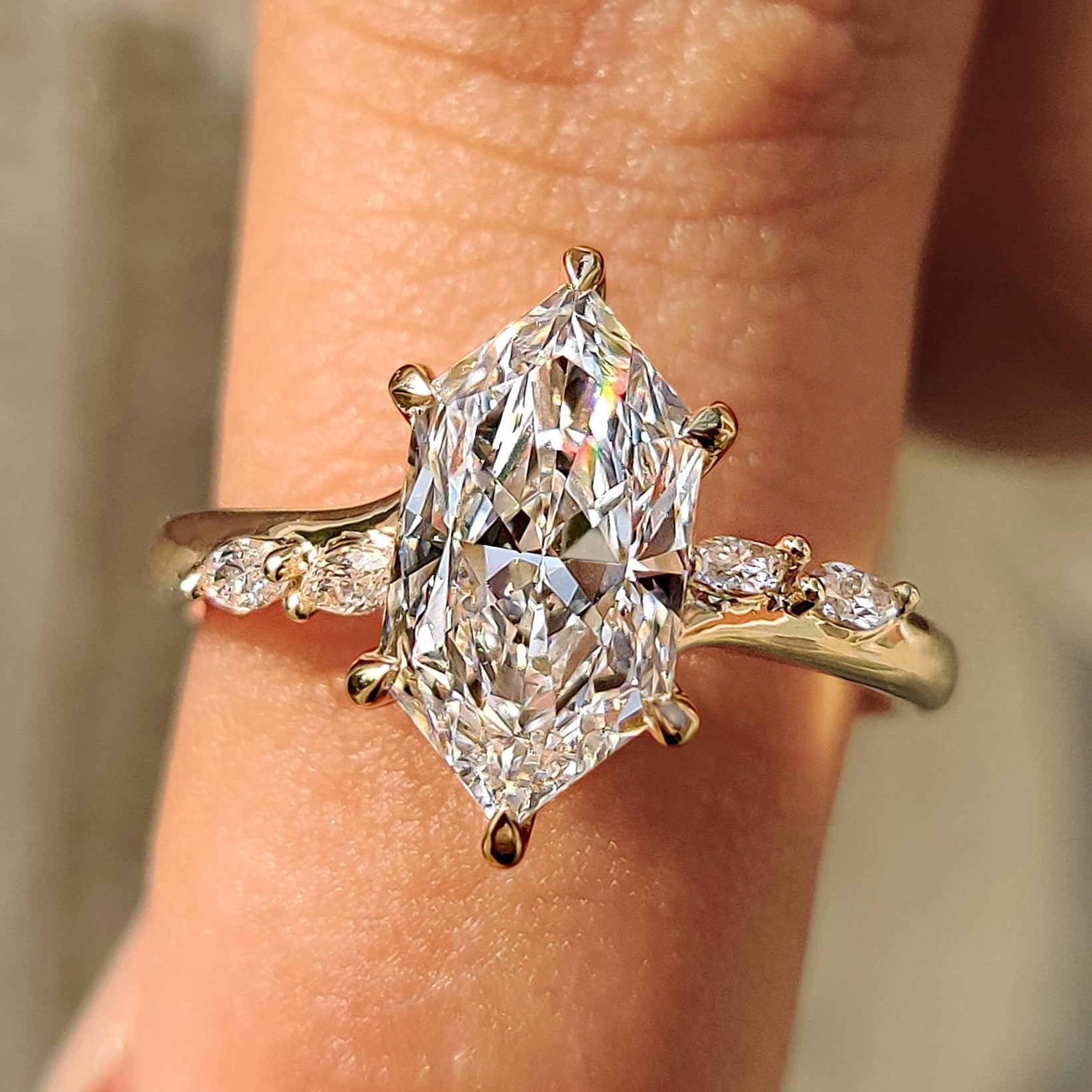 Dutch Marquise Diamond Engagement Ring In Bridge Accent Main image
