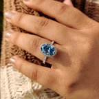 Oval Cut Blue Diamond Engagement Ring