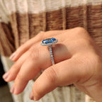 Oval Cut Blue Diamond Engagement Ring