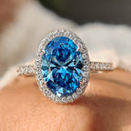Oval Cut Blue Diamond Engagement Ring