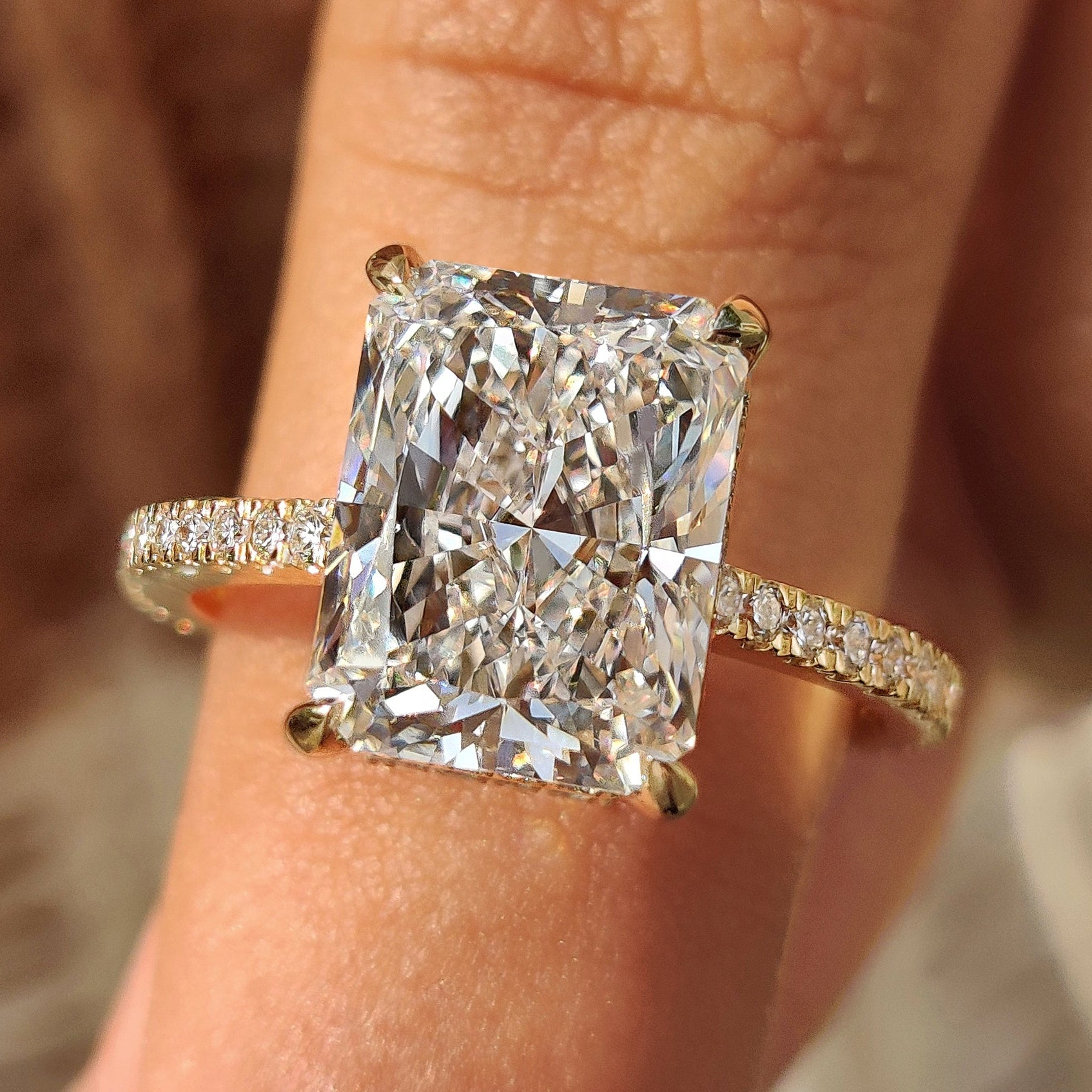 Hidden Halo Radiant Engagement Ring in Pave Setting Main image